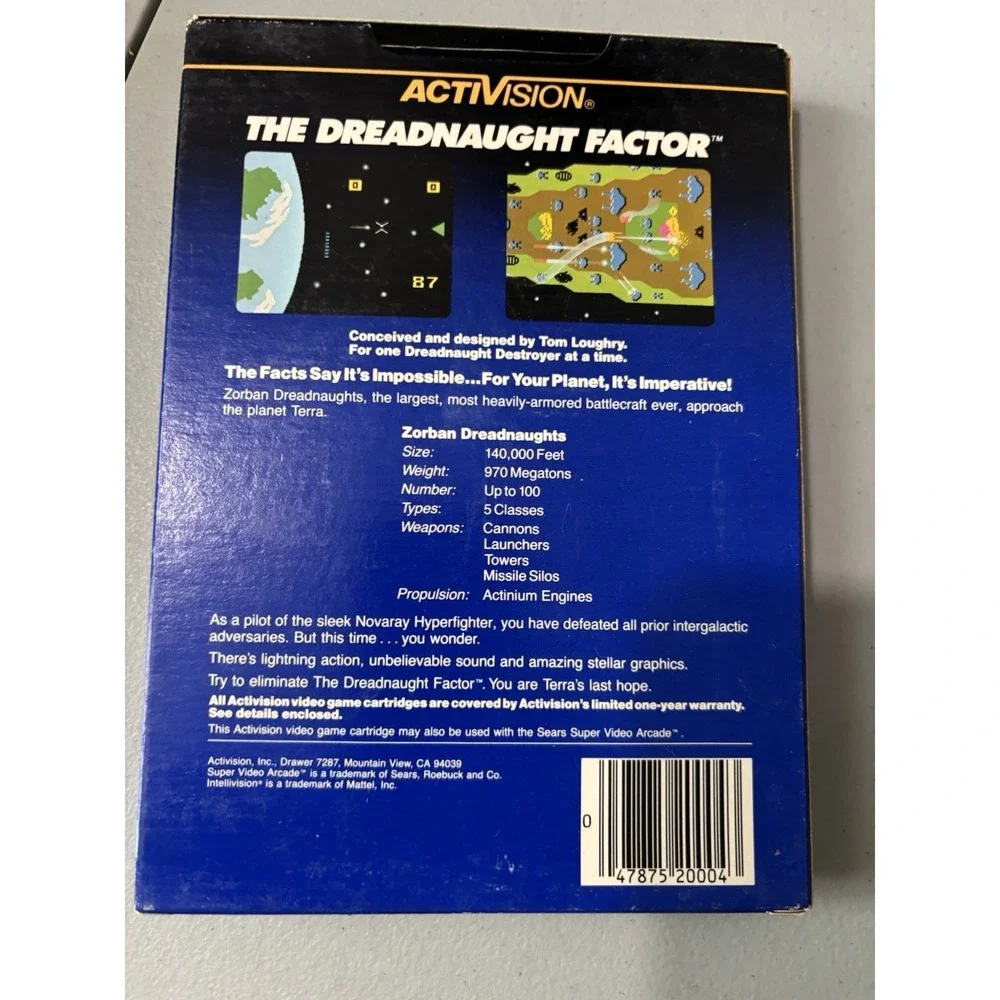 Intellivision Boxed Video Game Cartridge - The Deadnaught Factor CIB